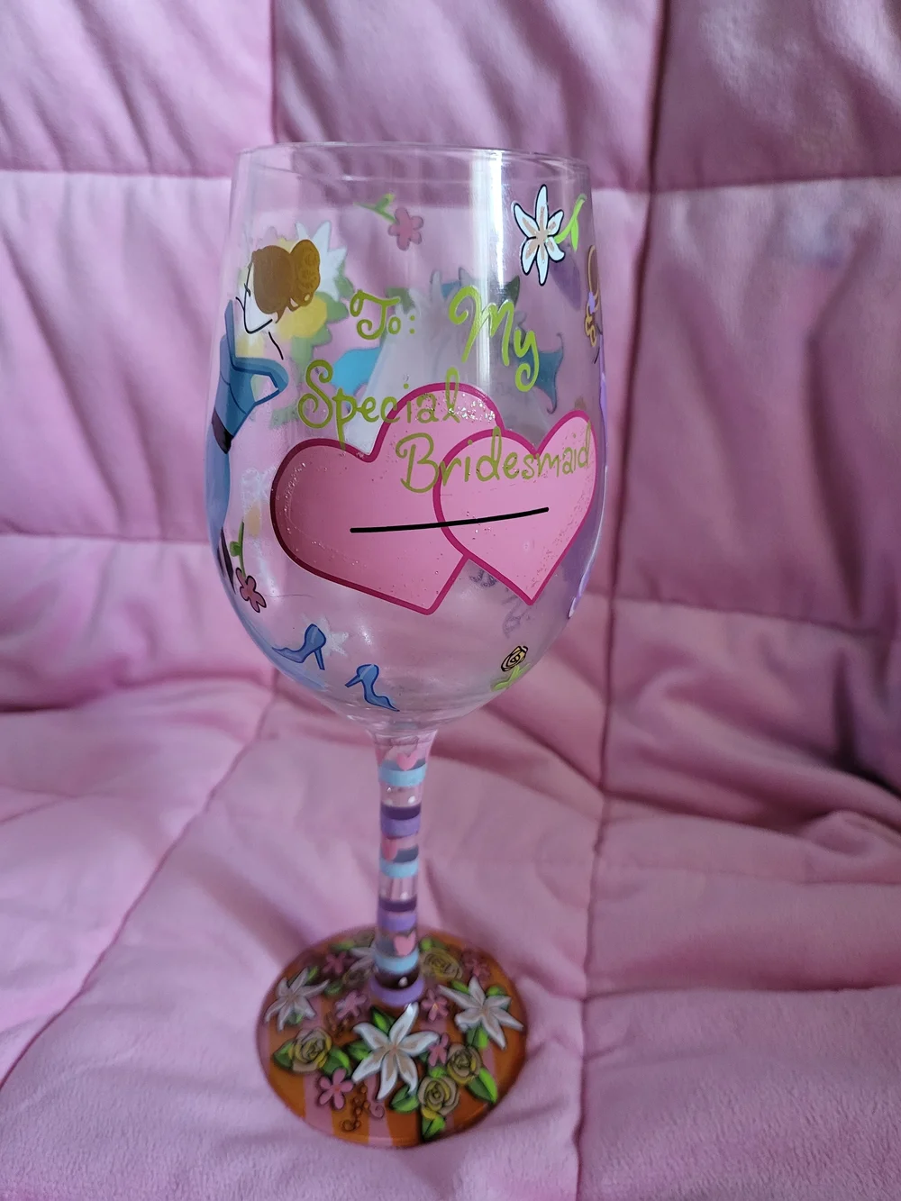 Lolita My Special Bridesmaid Hand-Painted Wedding Wine Glass 15 Oz